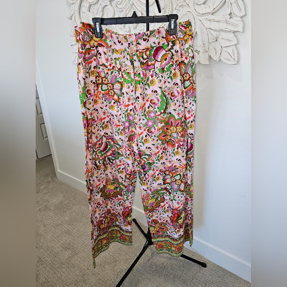 NWT Gibson Latimer Vibrant Cotton Linen Blend Wide Leg High Waist Pants XL - Picture 4 of 8